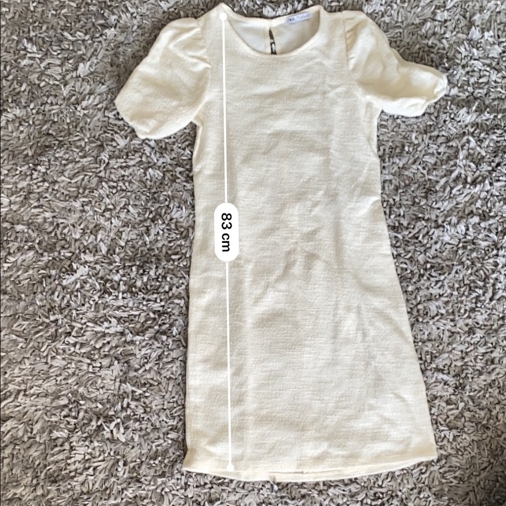 NWOT Zara Small White TEXTURED DRESS WITH VOLUME - Picture 14 of 15